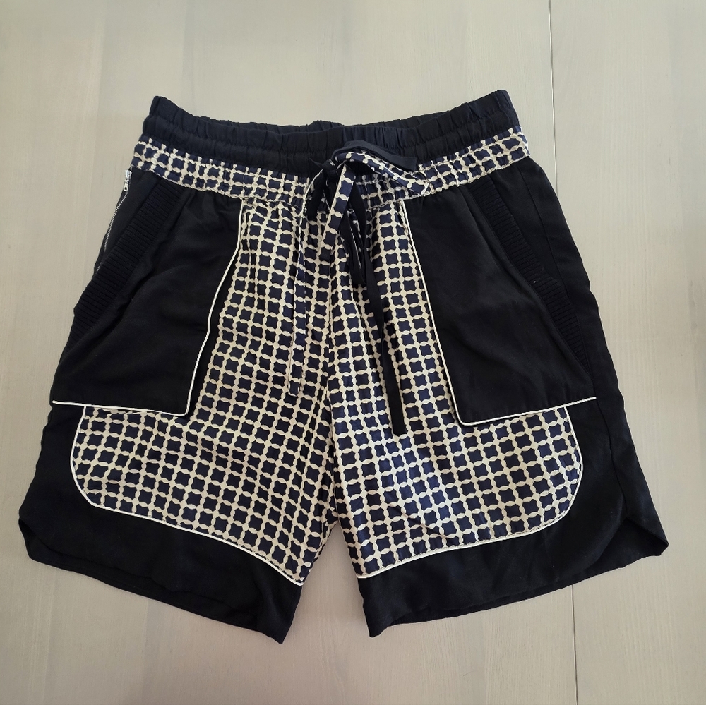 VINTAGE NAHMIAS Men's Black and White Patterned Shorts Sz XL $480 Silk